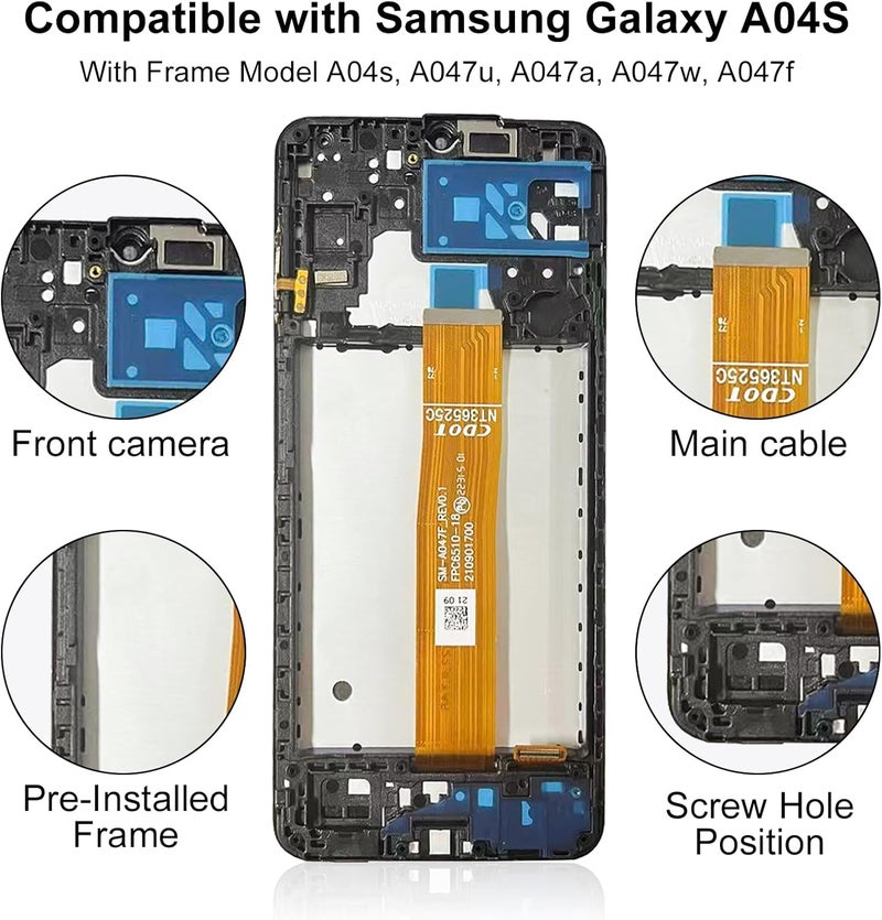 EFAITHFIX Store for Samsung Galaxy A04S A047 Screen Replacement with Frame 6.5 Inch LCD Display Digitizer for Samsung A047U A047A A047W A047F/DS Screen Replacement Touch Screen Assembly with Repair Tools - Image 3